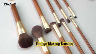 9-Piece Vintage Wooden Handle Makeup Brush Set